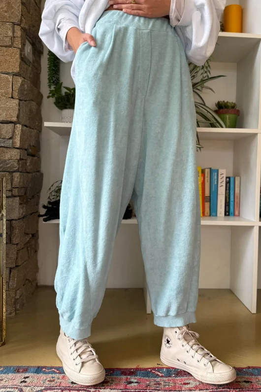Terry B Relaxed Tapered Jogger Turquoise